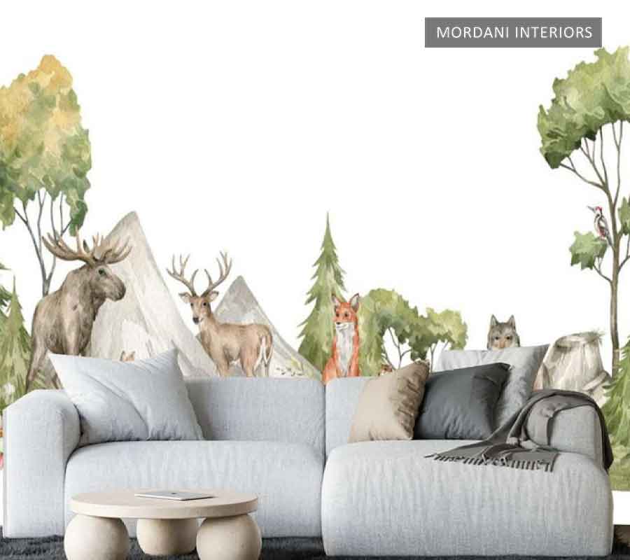 WOODLAND ANIMAL TROPICAL WALL MURALS _ I